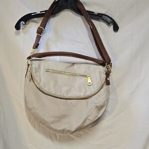 Old Navy Cream and Brown Shoulder Bag